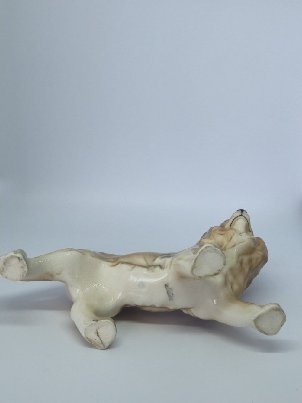 Hand Decorated Vintage Ceramic Lion Figurine Brown Glaze MCM Japan Statue Decor - Picture 7 of 12